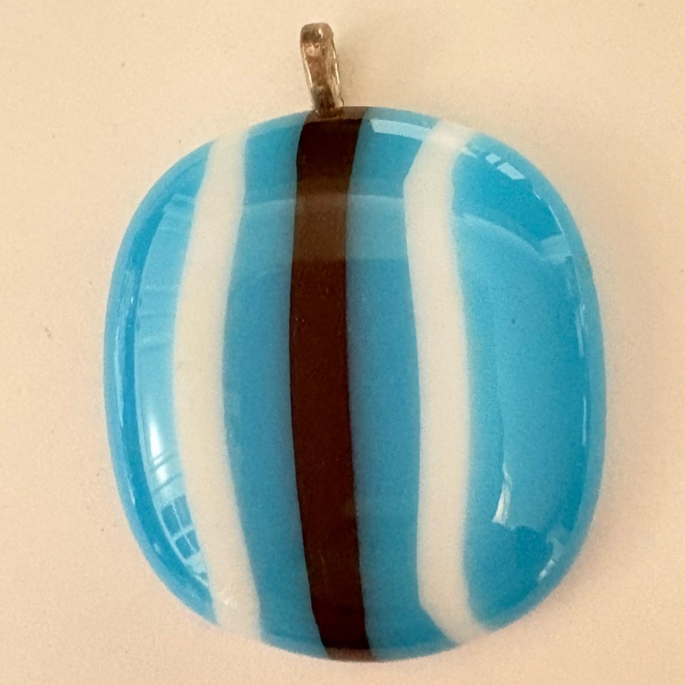 Vintage Blue and White Striped glass Pendant